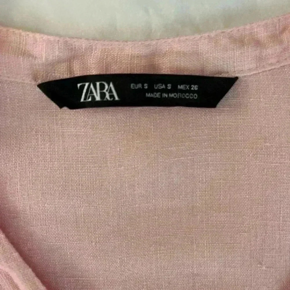 Zara Linen Tunic Blouse Pink Size Small - Picture 5 of 8